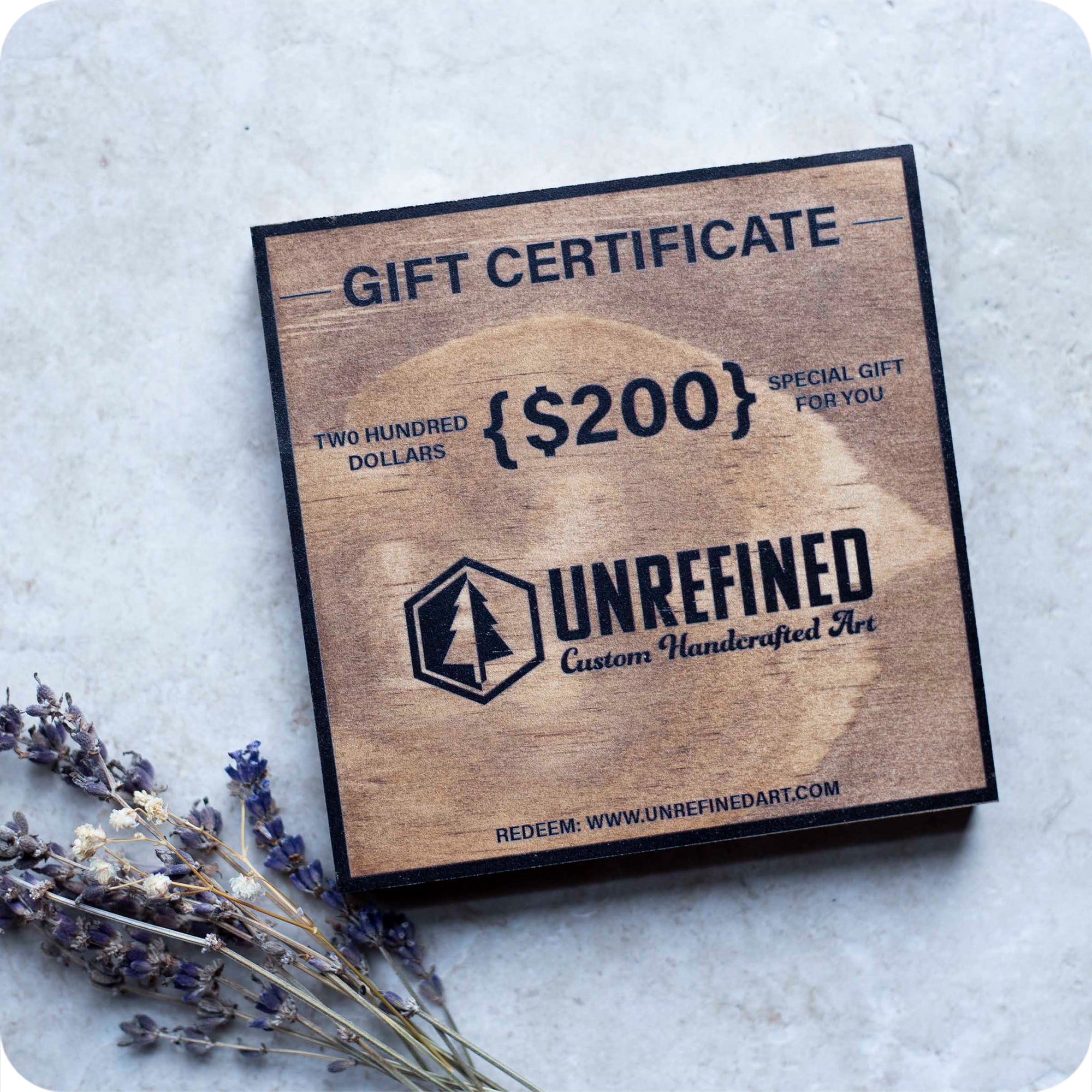 Wood Gift Certificate